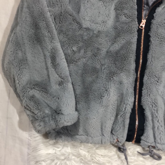 Lucky Brand Missy Faux Fur Gray Teddy Rose Gold Jacket - Picture 4 of 14